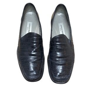 Lorenzo Banfi Milano Mens Black Textured Leather Loafers Italy Handcrafted Sz 11
